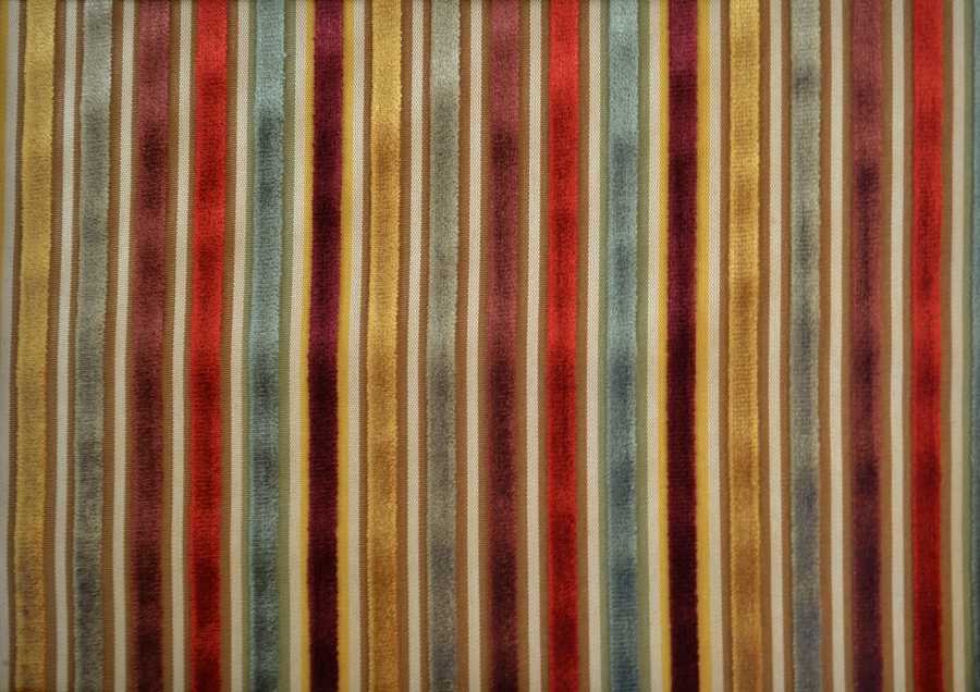 Pisa Stripe Velvet in Plum, Gold, Rose, Terracotta, Cedar & Taupe