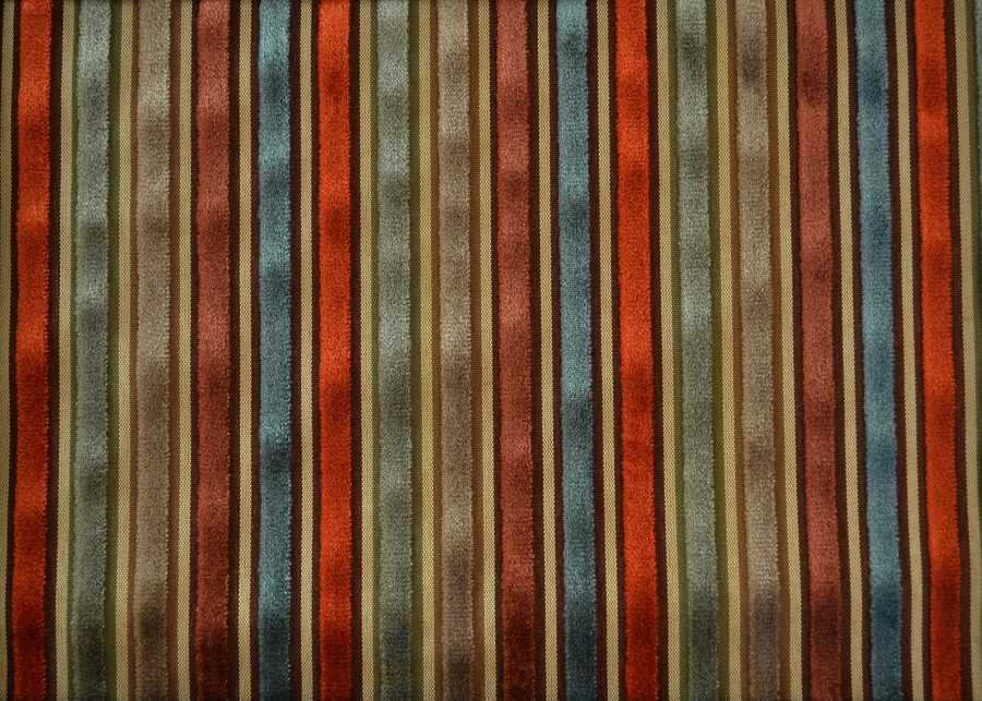 Pisa Stripe Velvet in Mink, Copper, Cedar, Jade & Saffron 