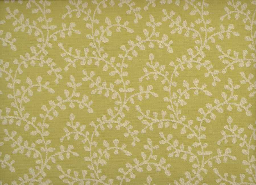 Fiorano Leaf  Chenille in Lime Green & Cream