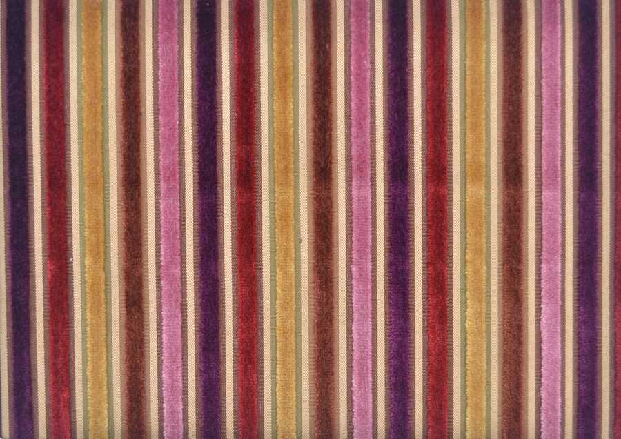 Pisa Stripe Velvet in Plum, Copper, Gold, Russet