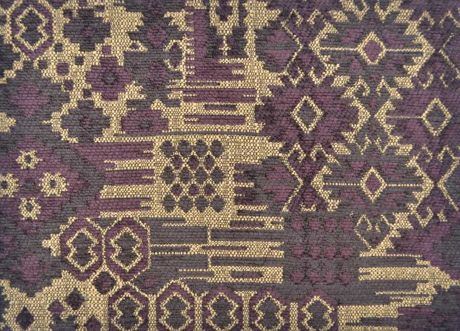 Rigoletto Kilim Chenille in Mulberry, Mocha & Straw 