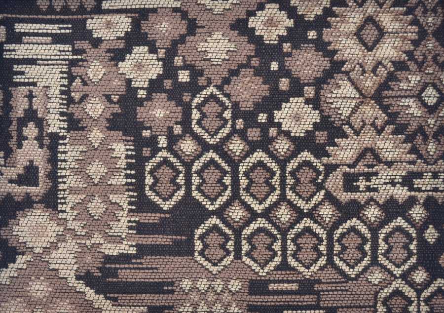 Rigoletto Kilim Chenille in Old Gold, Coffee & Cream 